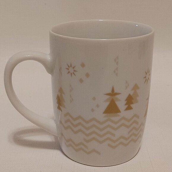Starbucks Holiday Coffee Mug White Gold Trees 2013 11 Oz Christmas Seaso… - Picture 4 of 6